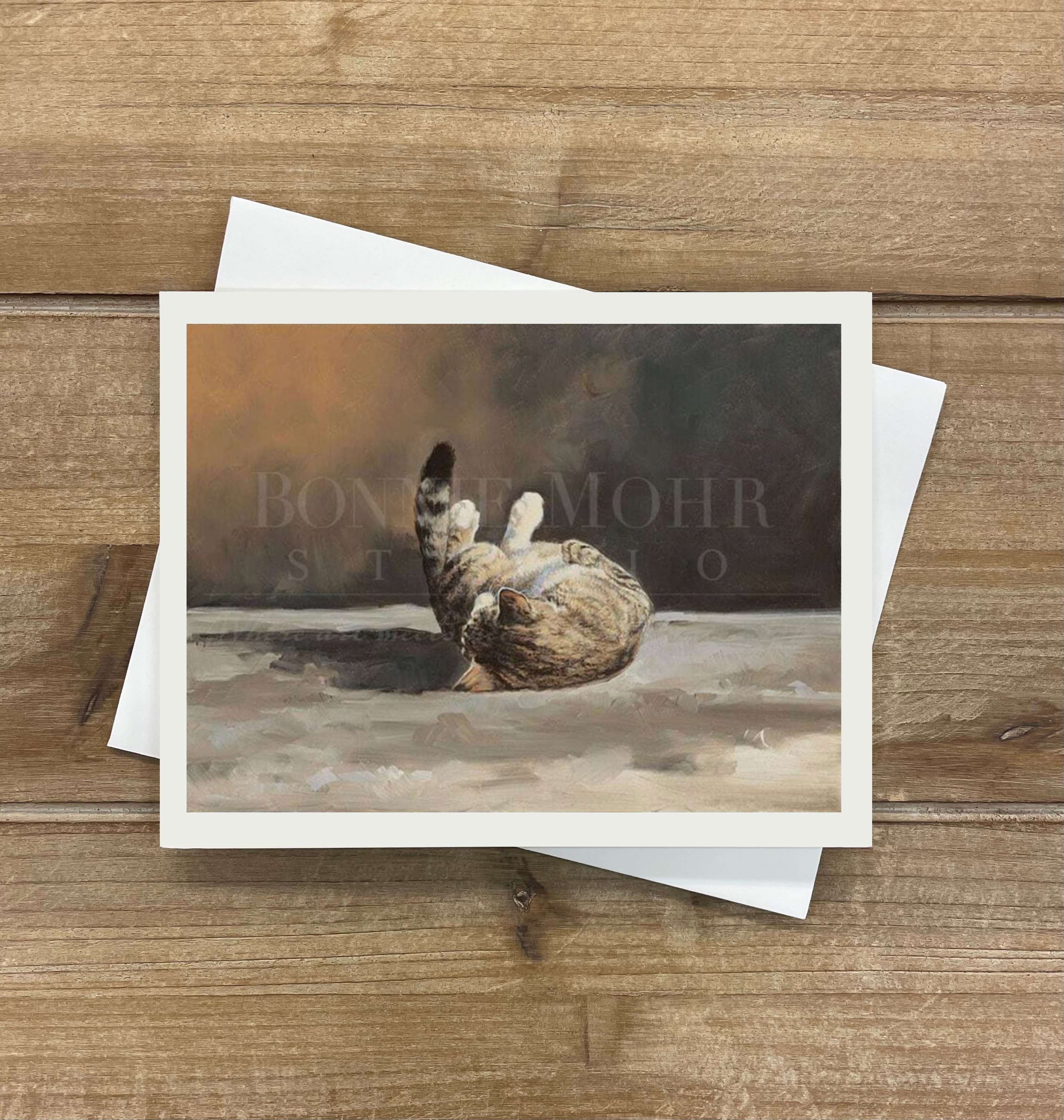 Cat Nap print - art featuring striped grey cat taking a nap by
