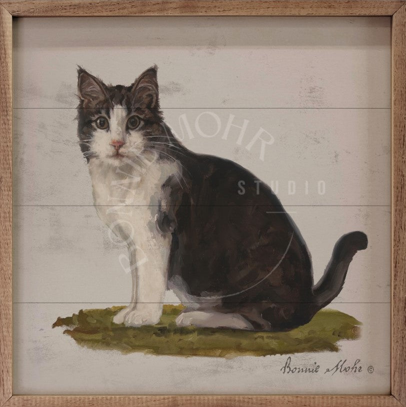 Wood Art - Farm Animal Series - Cat On Grass – Bonnie Mohr