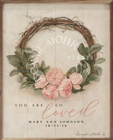 Wood Art - Personalized Pink Peony Wreath