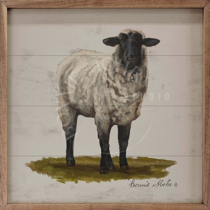 Wood Art - Farm Animal Series - Sheep On Grass – Bonnie Mohr