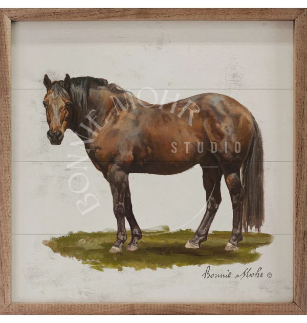 Wood Art - Farm Animal Series - Horse On Grass
