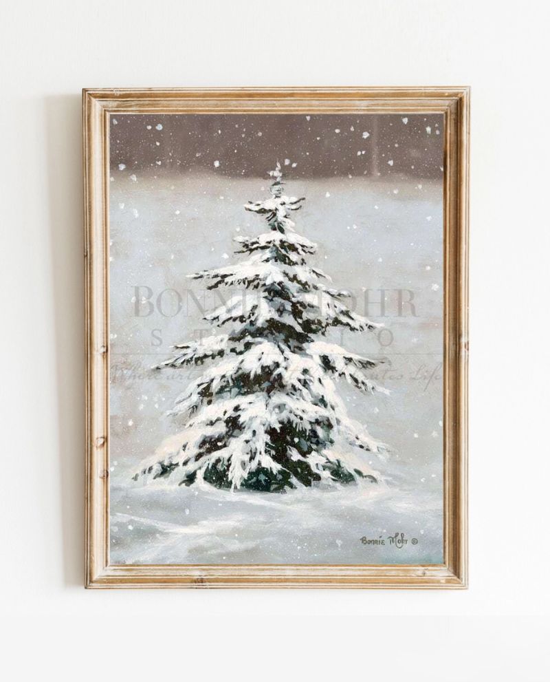 Snow White - art featuring snow covered pine tree by rural American ...