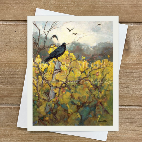 Crow in the Vineyard print - art featuring a crow in a vineyard