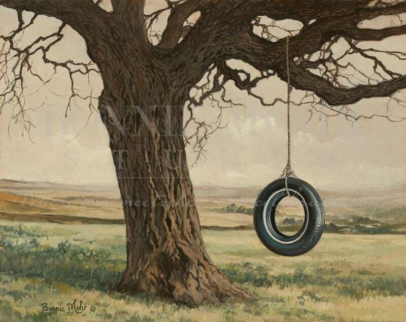 Grandma's Swing print - art featuring a tire swing on a strong