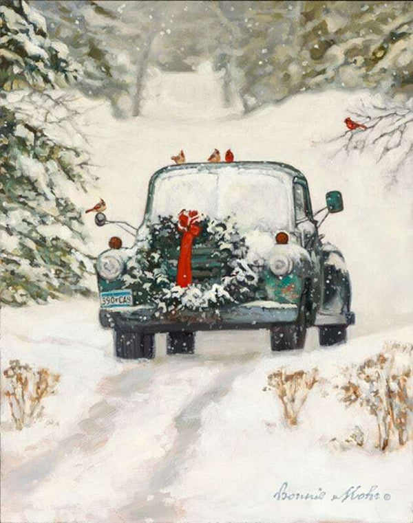 Winter Park print - art featuring old Chevy truck, winter scene